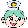 The head nurse with a friendly and beautiful face. carton emoticon. doodle icon drawing