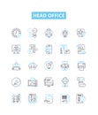 Head office vector line icons set. Headquarters, Main, Central, Base, Office, Centre, Origin illustration outline