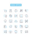 Head office vector line icons set. Headquarters, Main, Central, Base, Office, Centre, Origin illustration outline