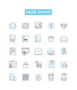 Head office vector line icons set. Headquarters, Main, Central, Base, Office, Centre, Origin illustration outline