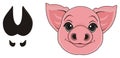 Head og pig with footprit Royalty Free Stock Photo