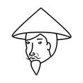 head of old man chinese peasant