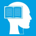Head with open book icon white Royalty Free Stock Photo