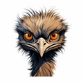 Detailed Character Illustration Of Ostrich Head With Orange Eyes