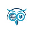 head of owl logo design vector illustration symbol of knowledge concept