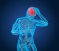 Head pain Attack, man suffering from brain pain. illustration Royalty Free Stock Photo