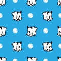 Head panda seamless pattern vector. cartoon repeat Bear pattern with circle white snow and blue background