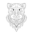 The head of a panther cat. Zentangle. Coloring page. Print. Vector illustration Royalty Free Stock Photo