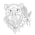 The head of a panther cat. Zentangle. Coloring page. Print. Vector illustration Royalty Free Stock Photo