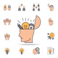 head with pencils with a light bulb and gears fild color icon. Detailed set of color idea icons. Premium graphic design. One of Royalty Free Stock Photo