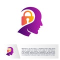 Head People with Key Logo Vector Template. Brain, Creative mind With Security, learning and design icons. Man head, people symbols Royalty Free Stock Photo