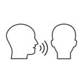 Head, people, listen and speak icon. Vector illustration, flat design