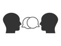 Head, people, listen and speak icon. Vector illustration, flat design Royalty Free Stock Photo