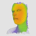 Head of the Person from a 3d Grid. Human Head Wire Model. Human Polygon Head. Face Scanning. View of Human Head. 3D Geometric Face