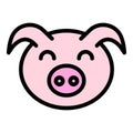 Head pig icon color outline vector