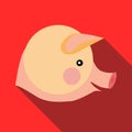 Head of pig icon in flat style Royalty Free Stock Photo