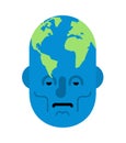 Head planet Earth. World map on head. Vector illustration Royalty Free Stock Photo