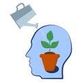 Head with a plant inside. Selfdevelopment, potential, motivation and aspiration, mental health Royalty Free Stock Photo