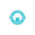 Head polar bear badge logo design vector Royalty Free Stock Photo