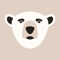 Head polar bear, vector illustration, flat style, front Royalty Free Stock Photo