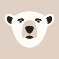 Head polar bear, vector illustration, flat style, front