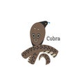 Head portrait of a cobra with text for different design and tattoo. Cartoon style icon of a snake face.