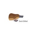 Head portrait of a duck-billed platypus with text for different design and tattoo. Cartoon style icon of the cute animal face Royalty Free Stock Photo