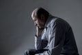 Head portrait of senior mature old man on his 60s looking sad and worried suffering pain and depression in sadness face expression Royalty Free Stock Photo