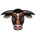 Head of powerful horned bull Royalty Free Stock Photo