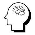 Head profile with brains. Human brain in illustration with face profile Royalty Free Stock Photo