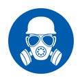 Safety helmet and gas mask must be worn. Standard ISO 7010