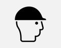 Head Protection Wear Wearing Construction Hard Hat Helmet Black White Silhouette Symbol Icon Vector Royalty Free Stock Photo