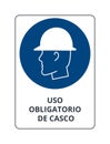 Head Protection Sign. Spanish Version.