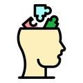 Head puzzles icon color outline vector