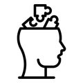 Head puzzles icon, outline style