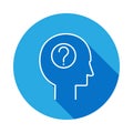 head with a question line icon with long shadow. Element of head hunting for mobile concept and web apps. Signs and symbols can be Royalty Free Stock Photo