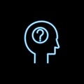 head with a question line icon in neon style. One of Headhunting, HR collection icon can be used for UI, UX Royalty Free Stock Photo