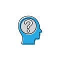 Head with question mark vector icon isolated on white background Royalty Free Stock Photo