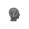 Head with question mark vector icon isolated on white background Royalty Free Stock Photo