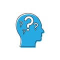 Head with question mark vector icon isolated on white background Royalty Free Stock Photo