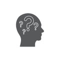 Head with question mark vector icon isolated on white background Royalty Free Stock Photo