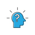 Head with question mark vector icon isolated on white background Royalty Free Stock Photo