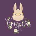 Head of the rabbit/bunny in glasses