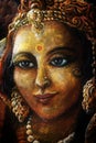 Head of radha with golden jewels, hand painted illustration