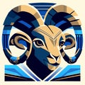 Head of the ram in a cubism style. Vector illustration. generative AI