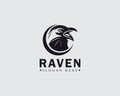 head raven logo creative animal bird black vector sign symbol power flying