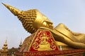 Reclining Buddha Statue Head Sleeping Pha That Luang Monument Vientiane Laos Royalty Free Stock Photo