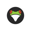 Head red eye tree frog logo, fun tropical animal round logotype Royalty Free Stock Photo