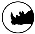 Head of rhinoceros vector silhouette illustration isolated on white background. Royalty Free Stock Photo