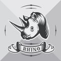 Head rhinoceros with vintage ribbon.